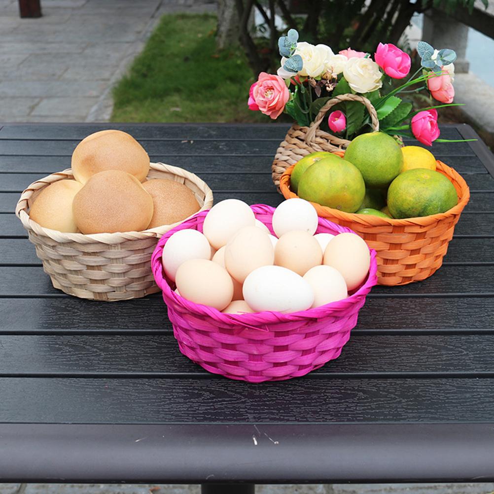 1 Set 4 Pcs Colorful Bamboo Egg Baskets Easter Props Children's Day Baskets