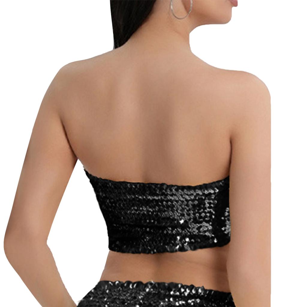 Women's Fashionable And Sexy Sequined Strapless Top