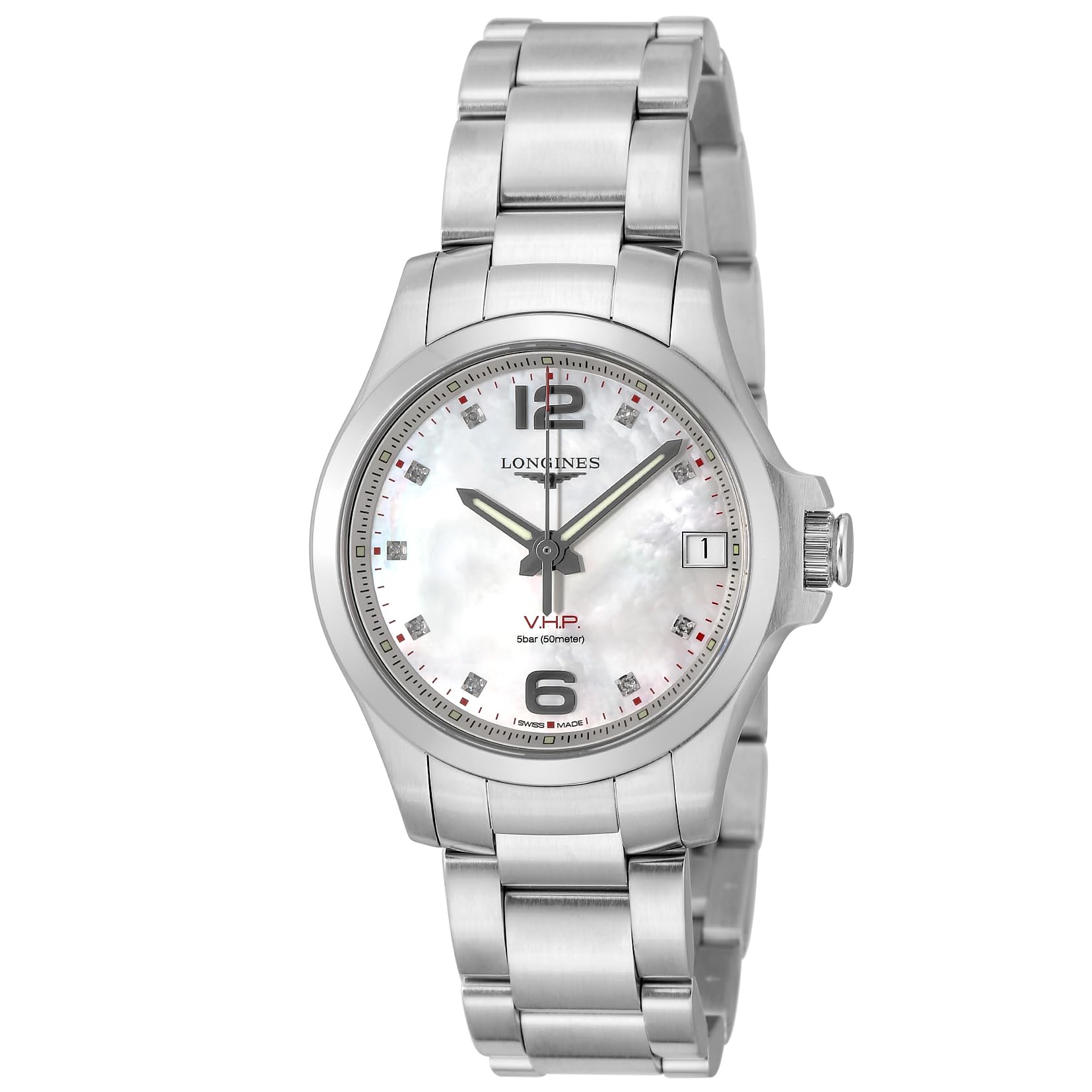 

Watch CONQUEST Conquest Quartz 5 ATM Water Resistant Sapphire Glass White Pearl Dial Stainless Steel Silver [Longines] Women s V.H.P V.H.P