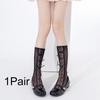 1Pair Lace Stockings Fairyism Sweat Absorption Sweet Middle Cylinder Korean Series Transparent Pile Socks Butterfly Knot