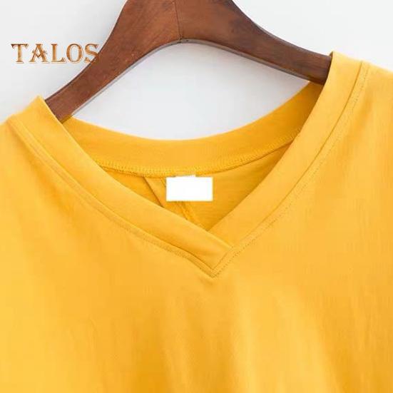 Letnia krótka koszulka z dekoltem w kształcie litery V z krótkim rękawem z wycięciem na plecach sznurowana koszulka jednokolorowa luźny krój pulowerowe topy Streetwear