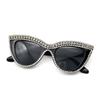 1PC Women's Black Plastic Frame Artificial Diamond Cat Eye Shaped Handsome Sweet Cool Wear Fashion Decoration Glasses Summer Hol