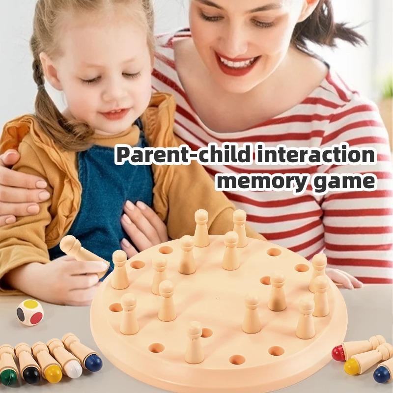 Wooden Memory Chess0 Board Game Educational Toy For Kids Focus Training Matchstick Chess Color Cognitive Ability 1PC Kid Friendly Entertaining Fun