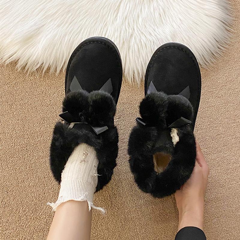 Women's fashion lightweight winter warm snow boots plush lining non-slip wear casual outdoor sports furry mouth cotton boots