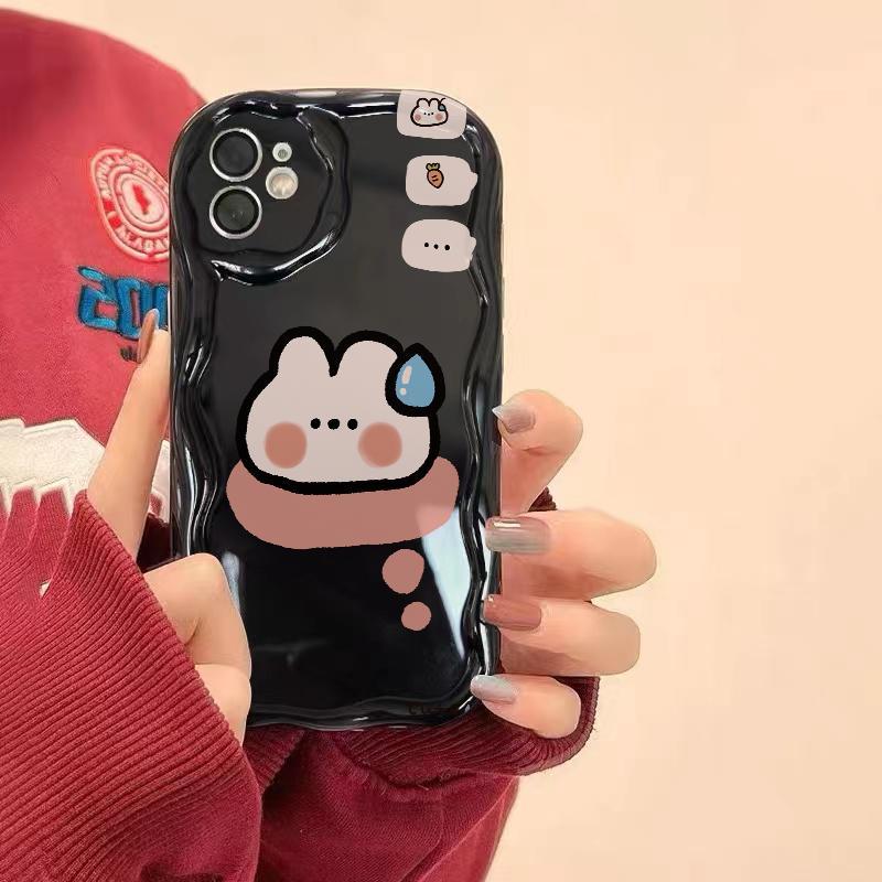 Cartoon Lovely Rabbit Wave TPU Phone Case for IPhone 16 17 Pro 14 13 12 11 15 Pro Max IPhone 14 15 16 Plus Shockproof Soft Cover