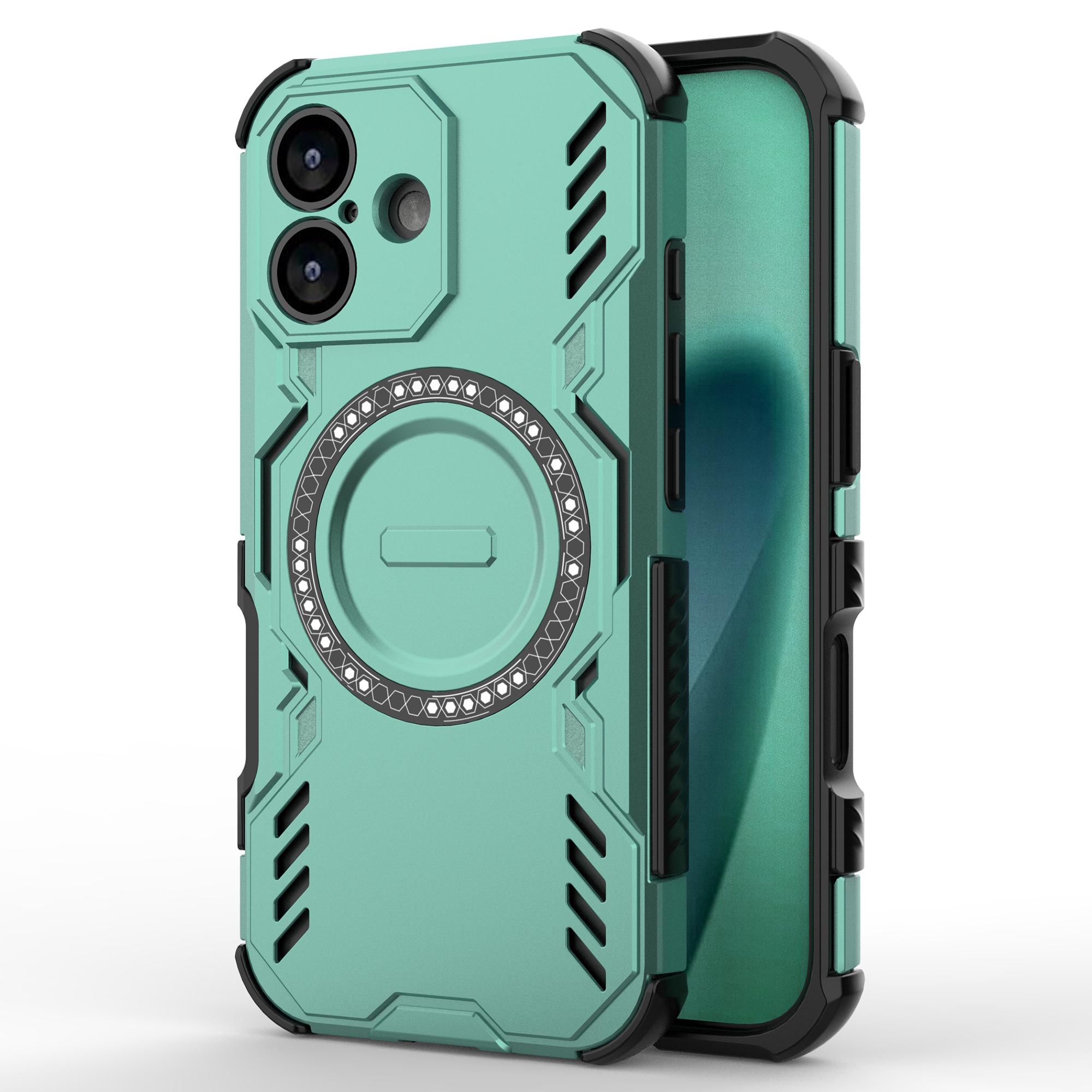 

For iPhone 17 Magnetic Case Butterfly Armor Hollow Heat Dissipation PC+TPU Phone Cover Green