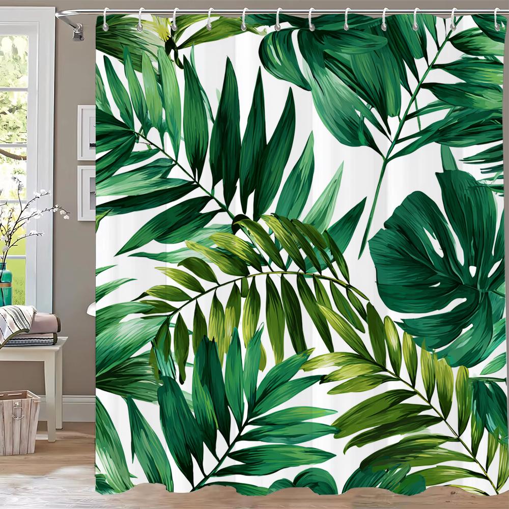 Modern Art Abstract Leaves Shower Curtain, Bathroom Curtain,Printed Polyester Home Decorative Curtain With Hooks