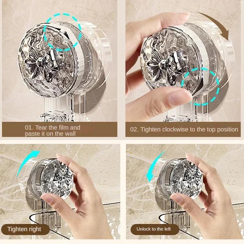 Shower Suction Cup Shelf Basket Light Glacier Pattern One Second Installation bathroom Organizer Storage Rotating to Suck Remove