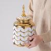 Ceramic Checkmate Jar Ginger Jar Flower Vase Plaid Gold Storage Tank Porcelain Bottle Home Decoration Accessories