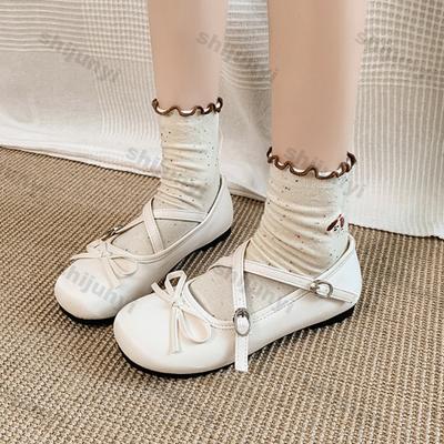 Fashion Women Shoes 2025 Summer New Fashion Comfort Non Slip Bow-knot Round Toe Mary Jane Shoe Soft Sole Cross Tied Women's Ballet Flats