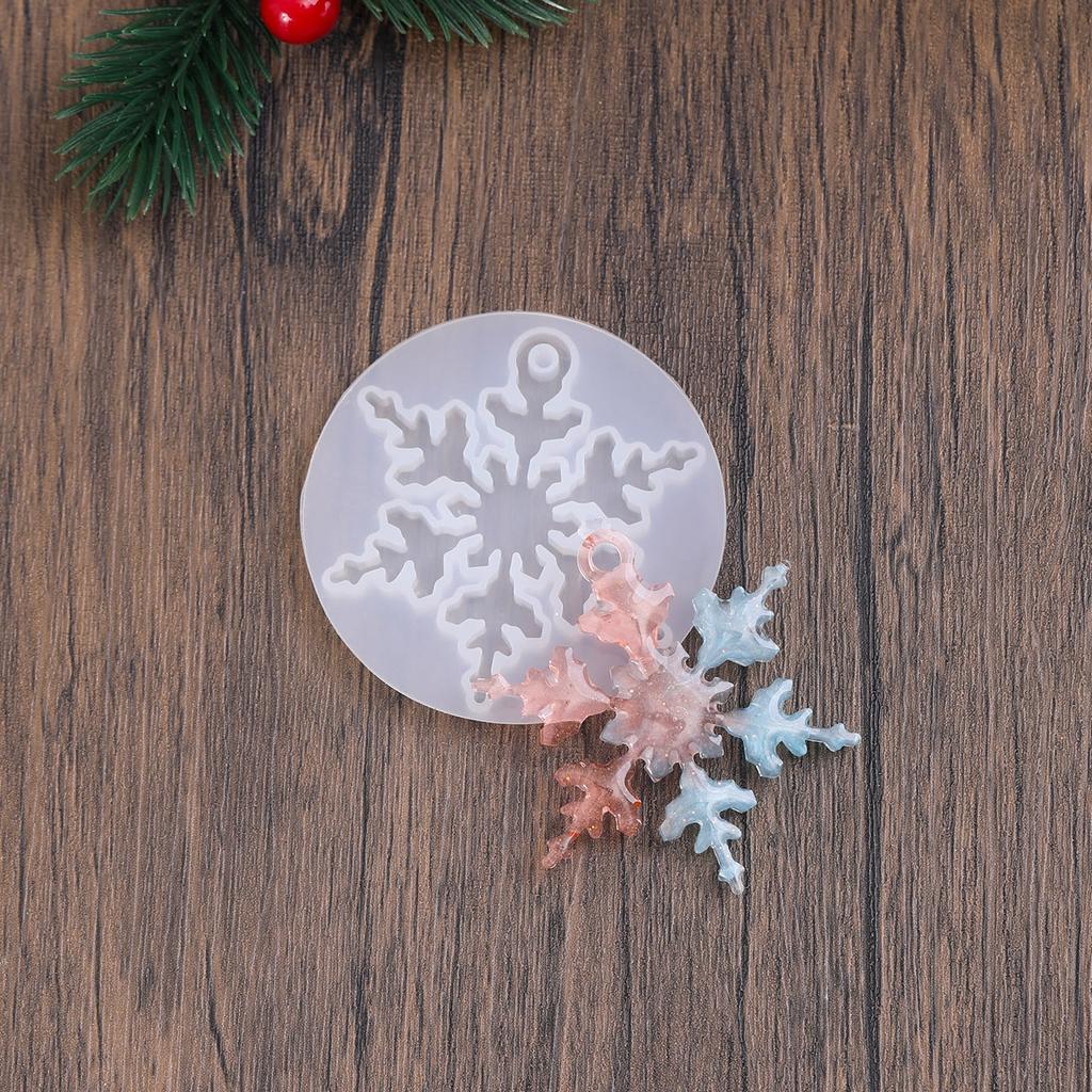 Christmas Snowflake Pendants Crystal Mirror Epoxy Resin Silicone Mold Xmas Holiday Ornament Resin Molds For Jewelry Making Craft