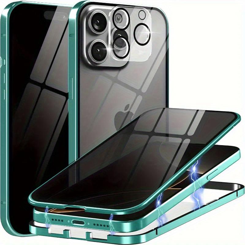 Metal Magnetic Privacy Phone Case For Iphone 17 16 15 14 13 12 11 Pro Max Plus XS 8 7 Anti-Peep Tempered Glass Lens Protection