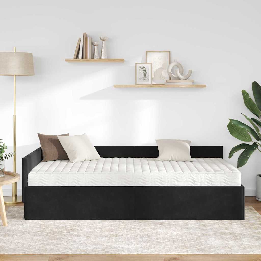Corner Bed Frame with Mattress Other 2 pcs Black Velvet