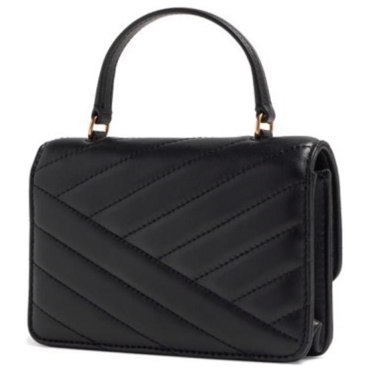 Tory Burch Solid Twill Flap Gold Logo Chain Napa Leather Envelope Bag Crossbody Shoulder Tote Mini Women Bags Black 152356-001