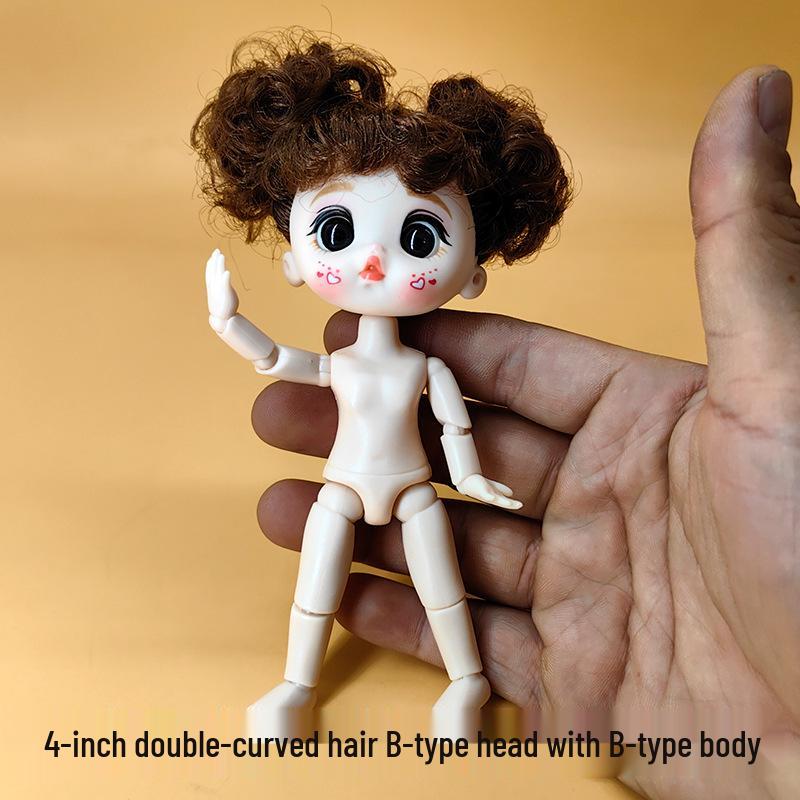 13cm BJD Blank Dress-Up Doll with 9.5cm Live Hands and Face-Up, Includes Princess Accessories