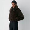 Womens Faux Fox Fur Coat Short Warm Winter Jacket Stand-Up Collar Classic Chic Style