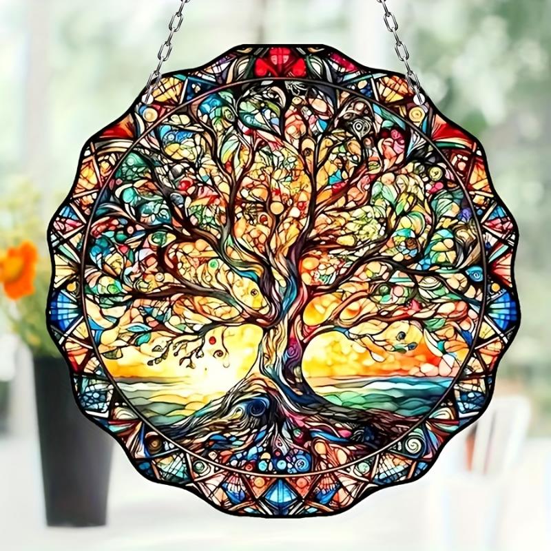 20Cm Tree of Life Series--Window Catcher Color Acrylic Window Decoration Home Decoration Garden Outdoor Pendants, Gifts, Pendants