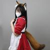 Fox Ears and Tail Set Furry Fox Ears Headband with Tail Halloween Cosplay Party Fox Costume Accessories for Kids-Adults