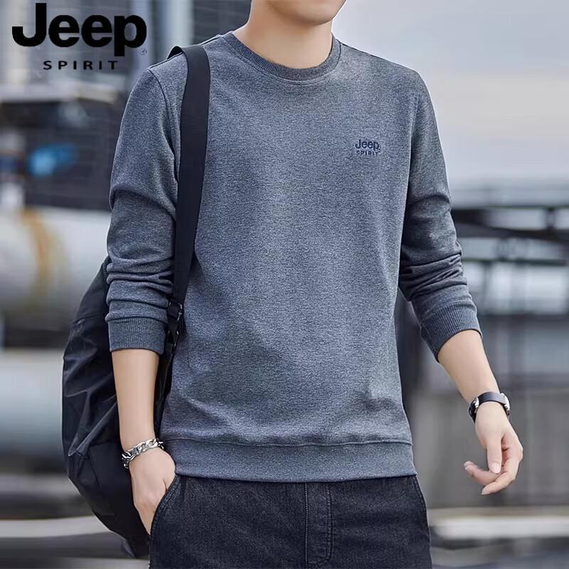 JEEP SPIRIT Men's Long Sleeve Casual Round Neck Sweatshirt