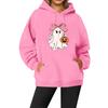 Women's Casual Fashion Solid Color Rugby Print Long Sleeve Hooded Sweatshirt Top