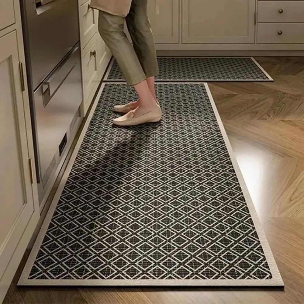 Zwarte Geometrische Diamant Keukenmat Set, Antislip Vlekbestendig Absorberende Vloermatten voor Keuken Wasruimte 40x120cm 16x47inch