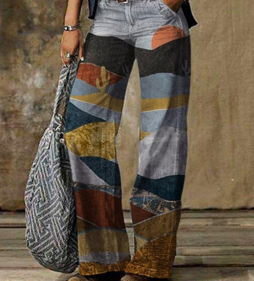 Europäische und amerikanische Übergröße Damen Casual Weitbein Imitationsjeans