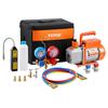 4,5 CFM Egyfokozatú forgólapátos vákuumpumpa és Manifold nyomásmérő készlet Kompatibilis R134a, R22, R12, R502, R502, R410a, R404 és R407C hűtőközegekkel