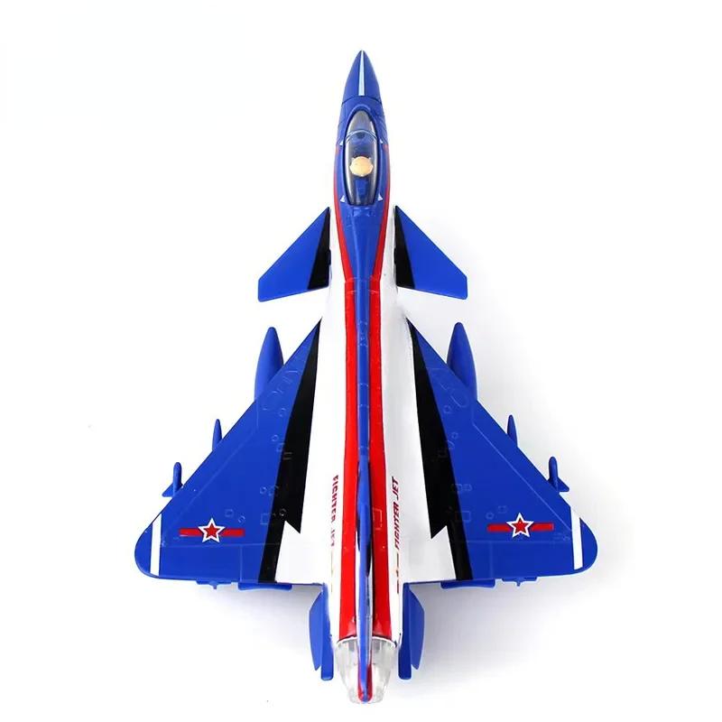 Alloy J-10 Fighter JET Model Acoustooptic Return Force Aviation Military Aircraft Model Toy Ornament Gift F543