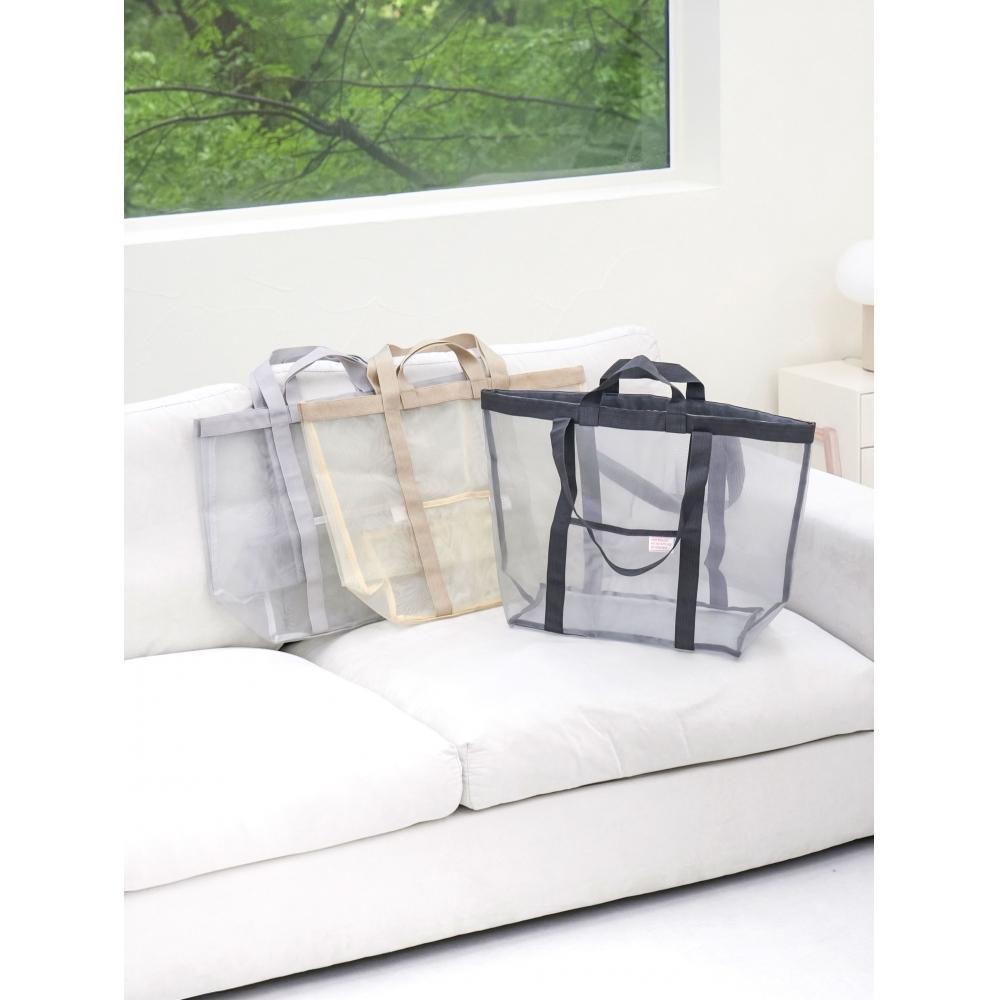 

Daiso Label Point Two Way Large Mesh Bag beige