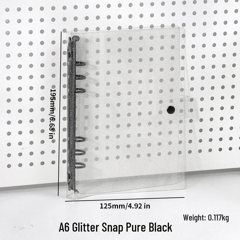 Glittery Transparent PVC 6-Ring A5/A6 Student Notebook & Journal
