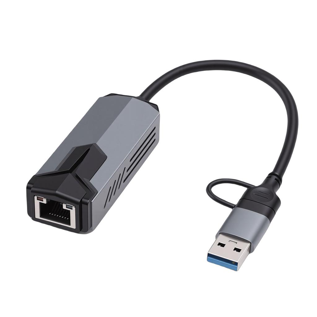 5G Ethernet Adapter Support for Windows 10 11 System High Speed Transfer USB and Type C to RJ45 Network Adapter