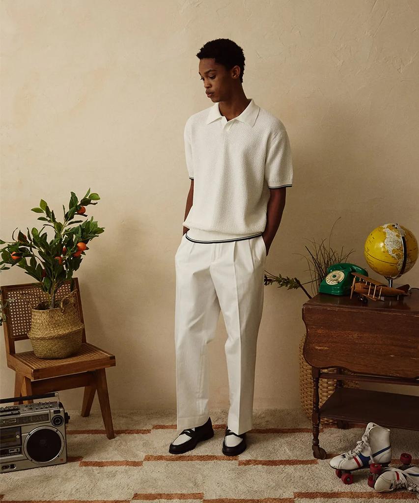 Jelolaunji [Air Conditioner Knit] Heritage Open Collar Knit White
