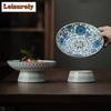 Blue And White High Foot Fruit Dishes Leachate Pastry Plate Dry Fruit Serving Tray Dessert Tray Household Sharing Plate Holder