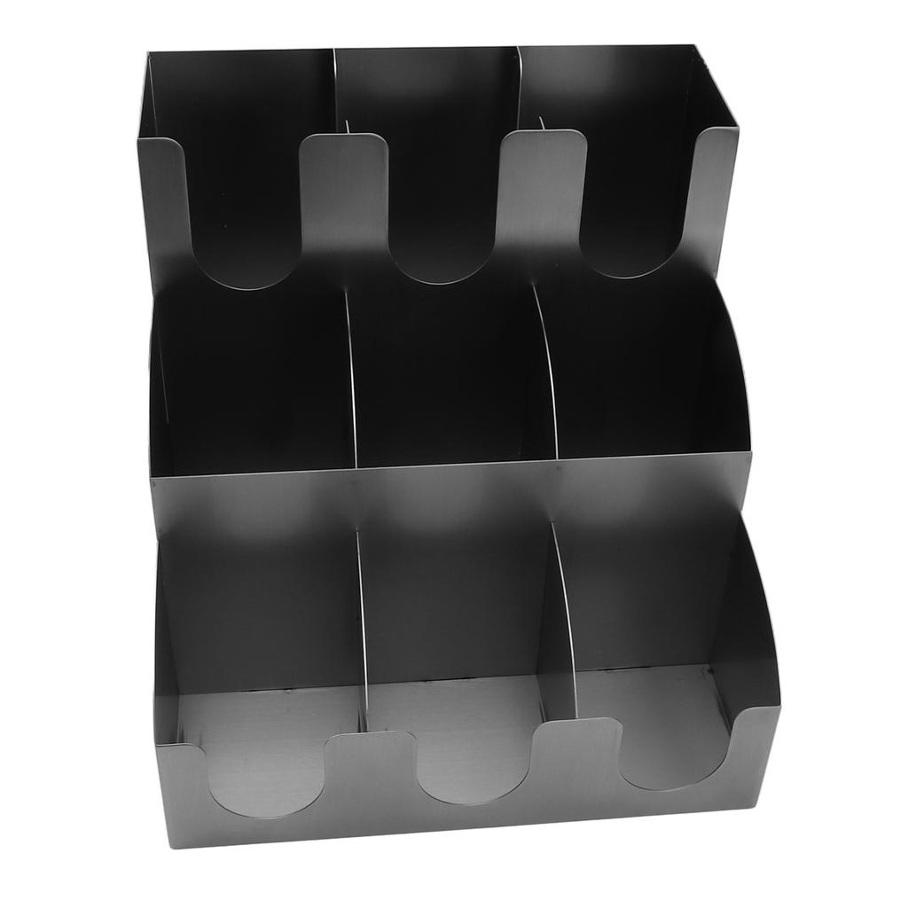 Cup and Lid Organizer 9 Compartment Stainless Steel Verticle Coffee Cup Dispenser and Lid Holder