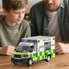 City Series Traffic Green Ambulance Escort Car Van Vehicle Technical Set Model MOC Building Blocks DIY Toys for Gifts