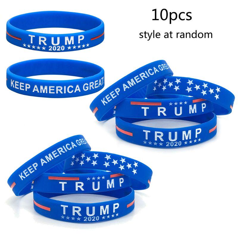 Lymhy 10 Pack Trump 2020 Keep America Great Bracelets President Donald Trump Wristband Patriots Gifts