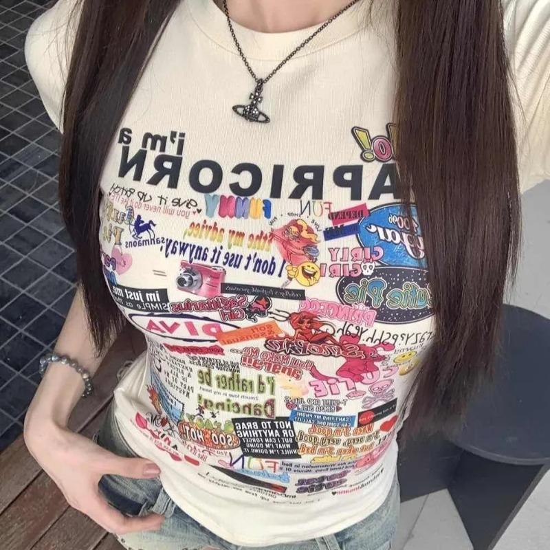 New Printed Short-sleeved T-shirt Summer Round Neck Top
