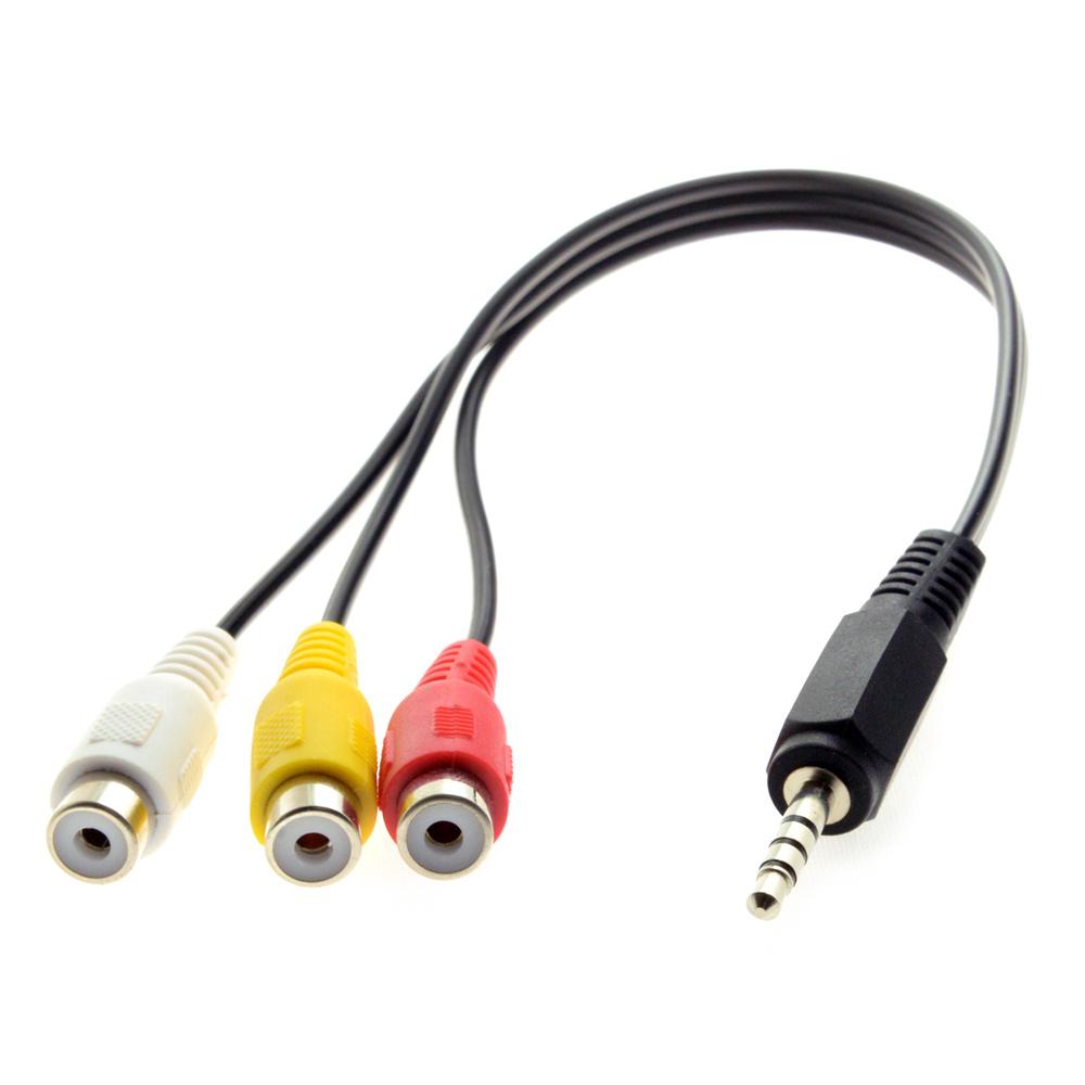 

3.5mm 1/8 Male Stereo Car AUX to 3 RCA AV Female Cord Audio Video Composite Cable As Shown A