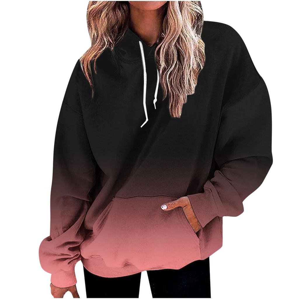 Kids 3D Gradient Printed Long Sleeve Loose Hooded Sweatshirt Simple Girl Casual Long Sleeve Pullover