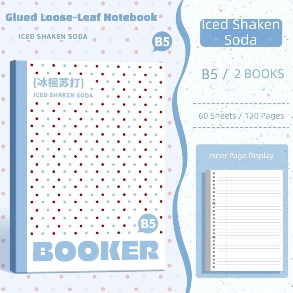 1 pcs/set Polka Dot B1 Loose Leaf Notebook Horizontal Line Inner Page Thin Soft Cover Lined Journal 61 Sheets Lightweight