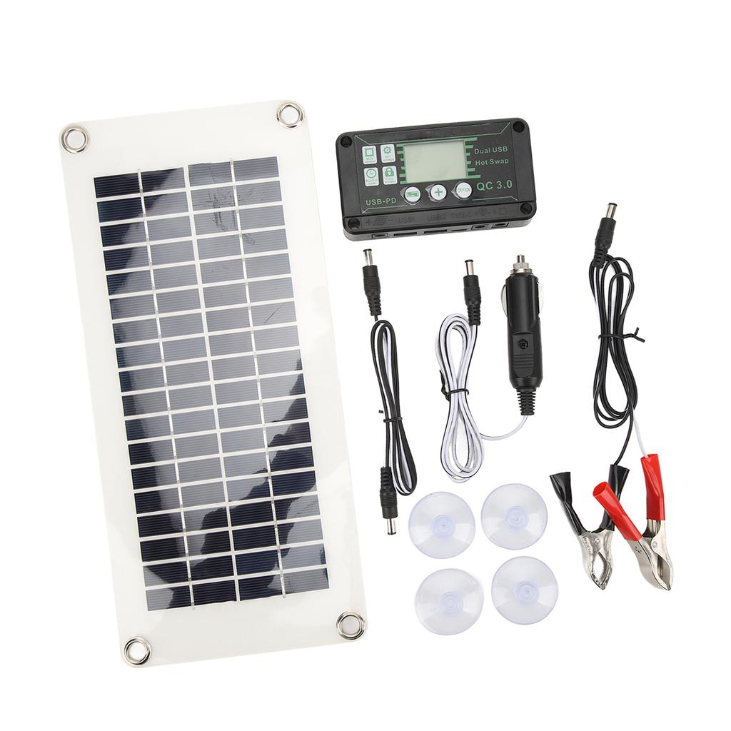 RV Solar Panel Kit 30W Polysilicon PET Battery Charger Panel with 50A Charge Voltage Controller for