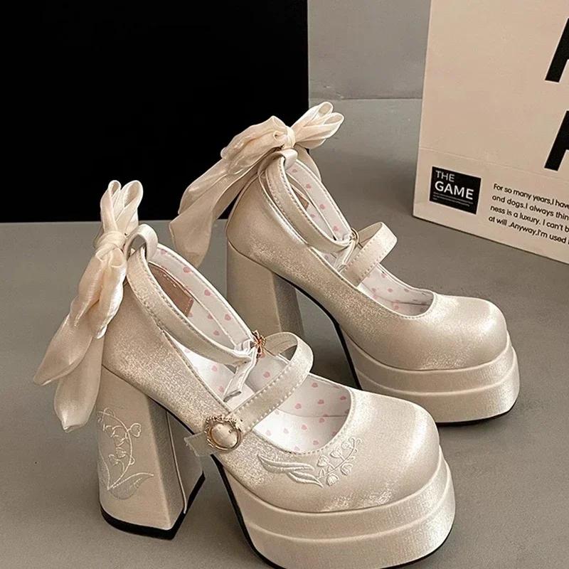 Fashion Night Club Platform Women Lolita Pumps Fashion Shallow High Heel Shoes 2025 Spring Autumn Ladies Outdoor Stripper Shoes