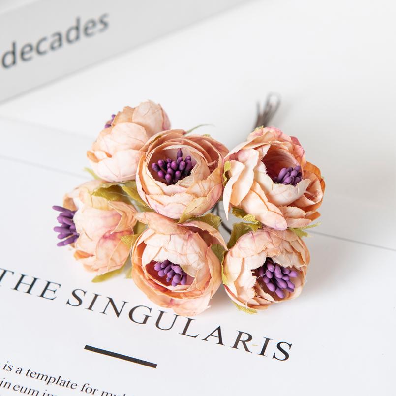 12PCS Artificial Flowers Christmas Decorations for Home Accessories Stamen Wedding Bouquet Garland DIY Gifts Silk Tea Roses Buds