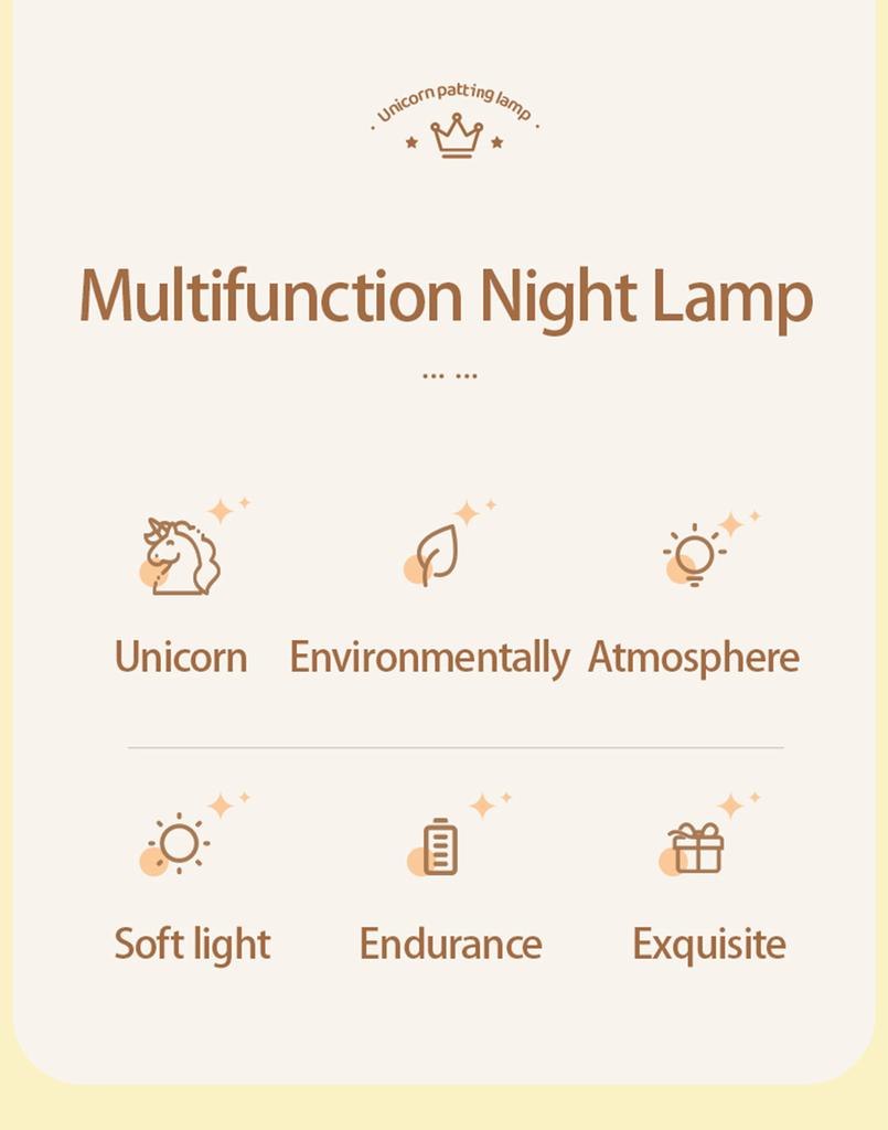 Silicone Patting Lamp Unicorn LED Rechargeable  Night Lamp with Remote Control Dimmable Bedside Bedroom Mood Light Creative Gift