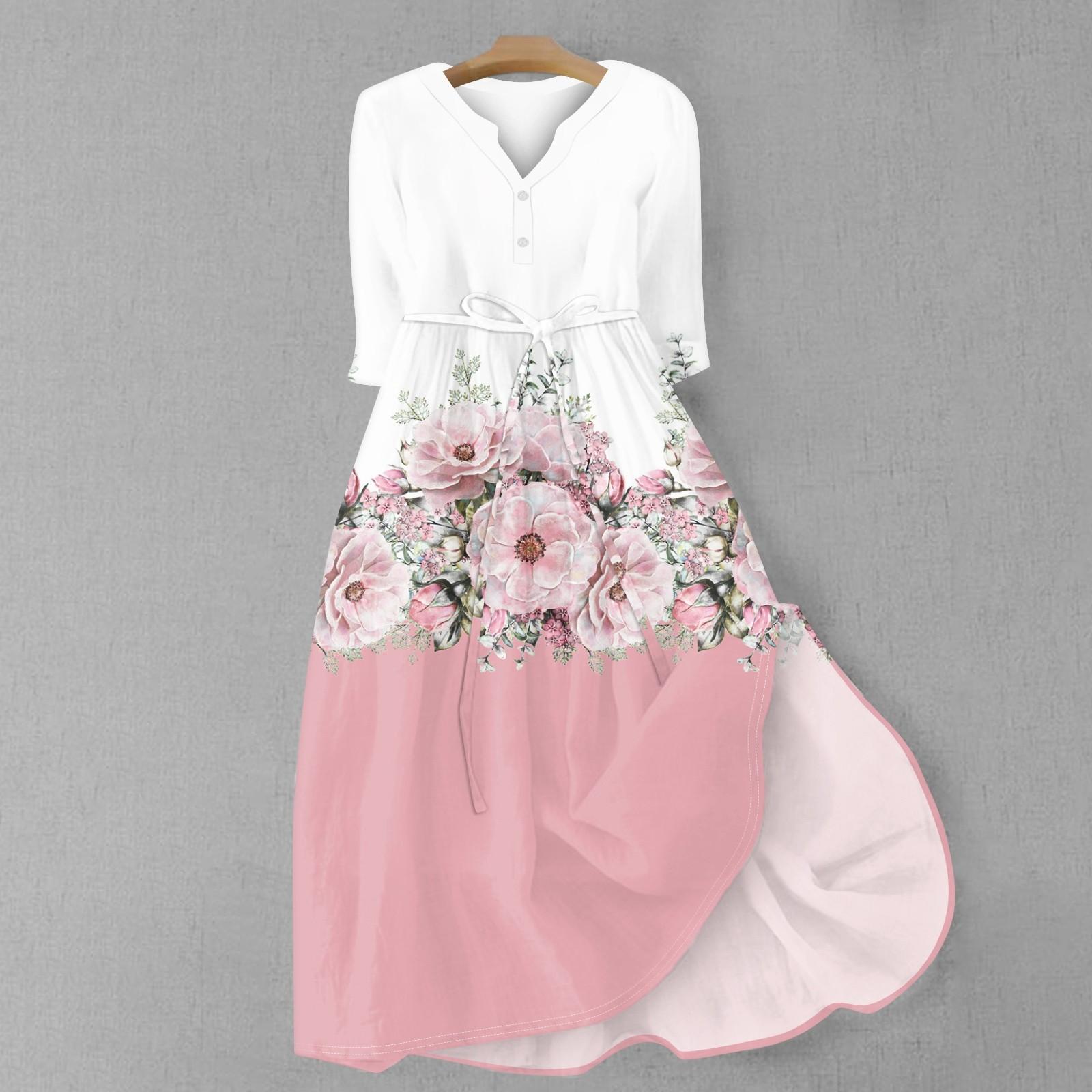 

Женская мода повседневное платье с V-образным вырезом и рукавами 3/4 с принтом и бретелями XL