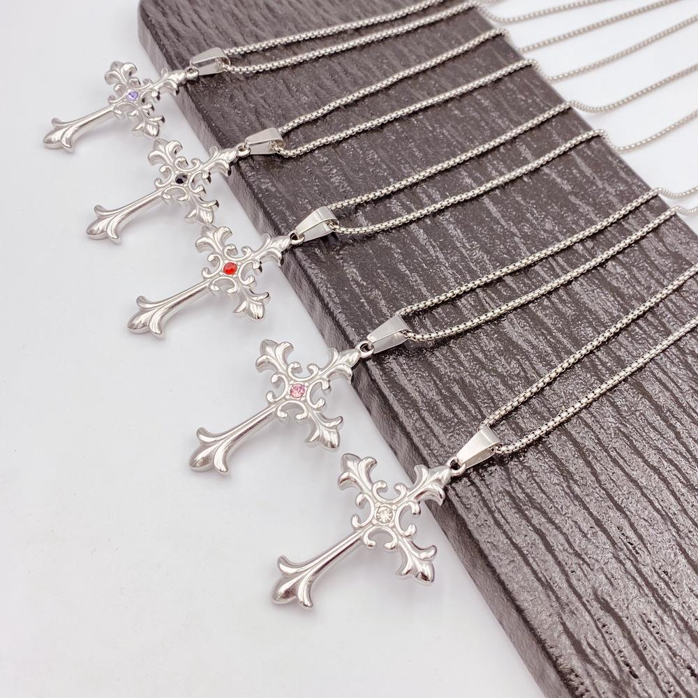 Men's Cross Pendant Necklace Titanium Steel Women's Necklace Cross Hip Hop Titanium Jewelry