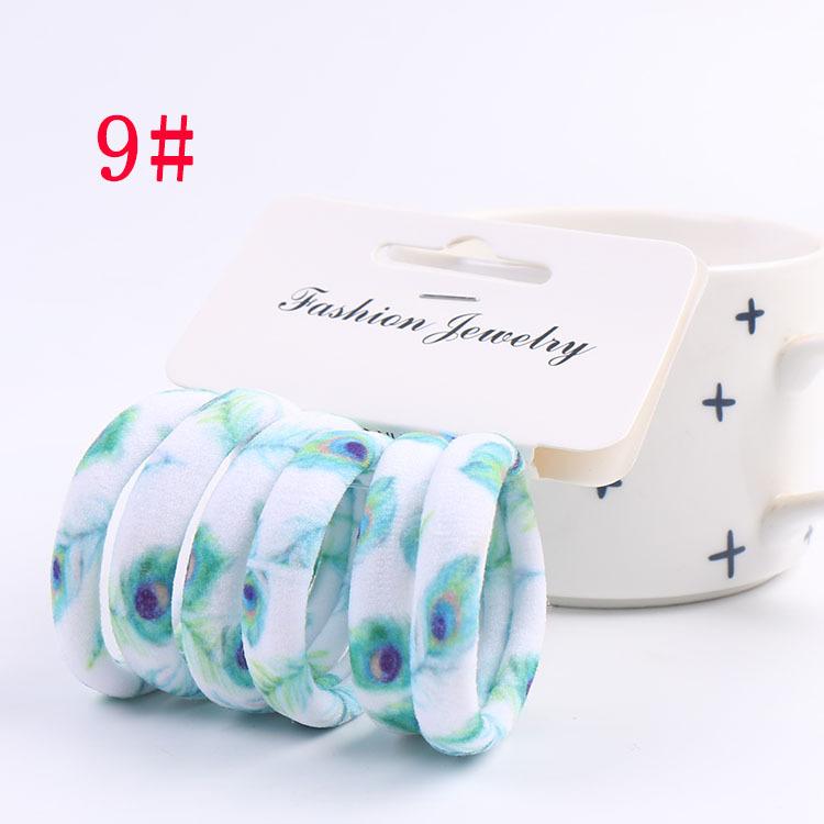6Pcs/Set High Elasticity Printed Scrunchie Women Girls Children Elastic Hair Rubber Bands Accessories Tie Hair Rope Ring Holder