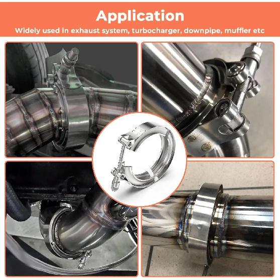 304 Stainless Steel 2.75 Inch 70mm Standard V Band Clamp Intercooler Turbo Exhaust Downpipe Vband Pipe Clamp Automotive V Clamp