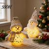 Santa Claus Tabletop Decor Christmas LED Plush Doll Ornaments, Light Up Elk Snowman Fireplace Decoration, Cute Stuffed Toy for Table Holiday