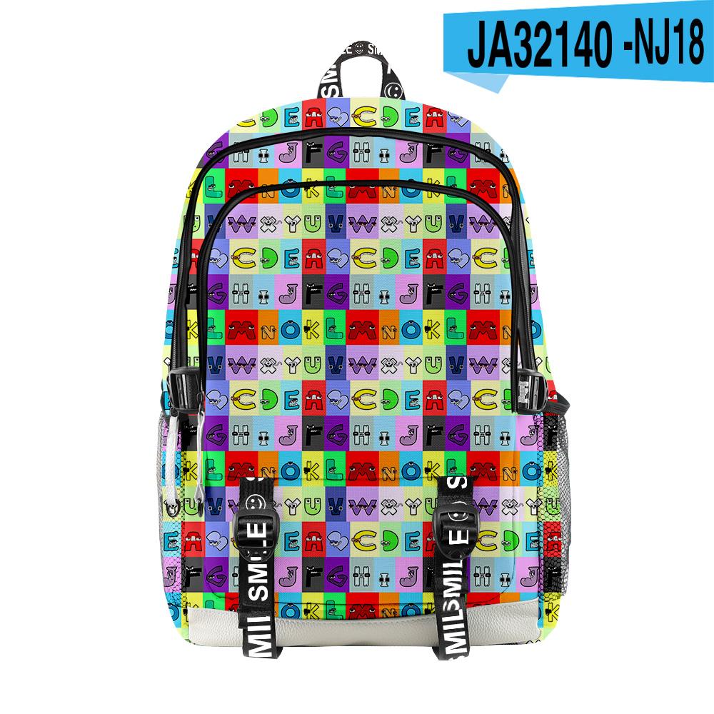 Rucsacuri școlare populare clasice Alphabet Lore pentru studenți, unisex, cu imprimeu 3D, Oxford, impermeabile, multifuncționale, rucsacuri de călătorie